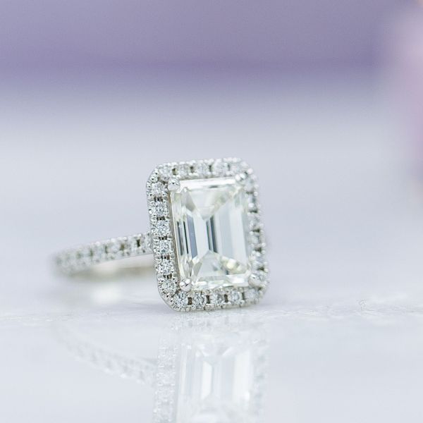 We recommend a higher color grade for larger diamonds, like this 2.8ct emerald cut, which would show its color more than a smaller stone.