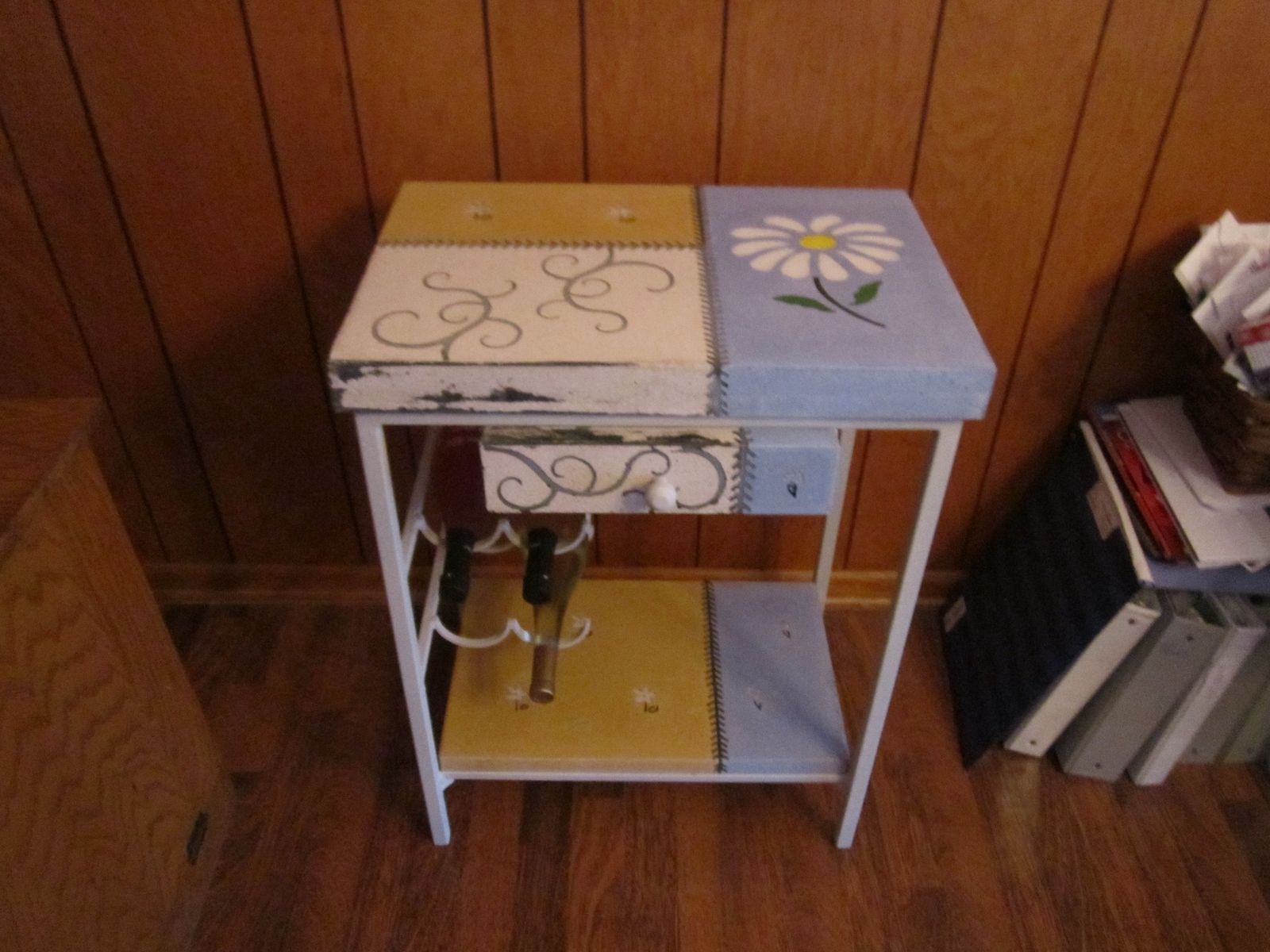 Hand Made End Table/Wine Rack by Crossroads Concrete