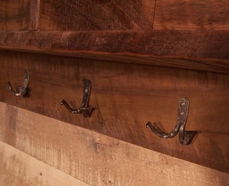 Custom Made Reclaimed Barnwood Coat Rack Cubby Shelf With Wrought Iron Hooks