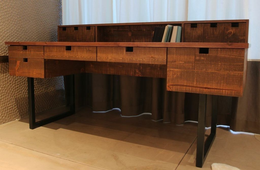 Buy Custom Contemporary Walnut And Distressed Pine Desk, made to order