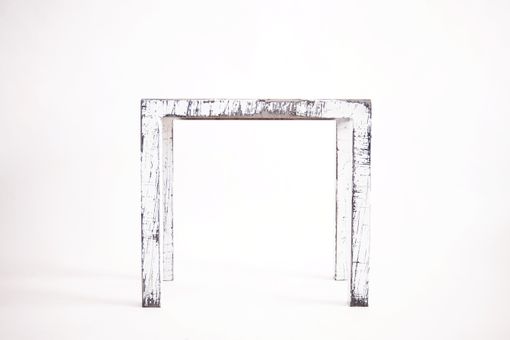 Custom Made Steel Arctic White Distressed End Table