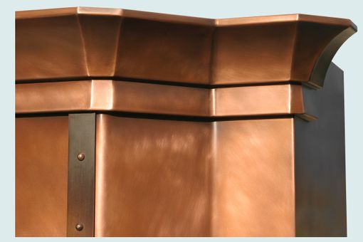 Custom Made Copper Range Hood With Wrap-Around Crown