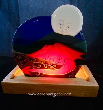 Custom Made Fused Glass Accent Light - Sleeping Dragon