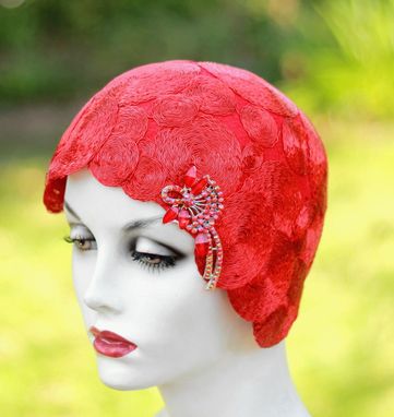 Custom Made 20'S Theme Party Cloche Hat In Red