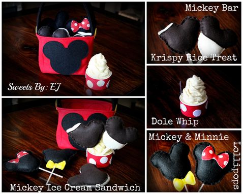 Custom Made Felt Ice Cream And Lollipop Collection "Mickey Mouse Bag Of Treats''