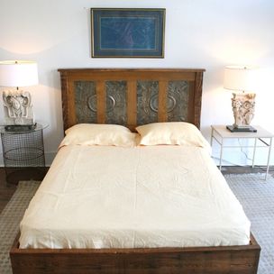 Alex Geriner Doorman Designs New Orleans La Queen Platform Bed Made From Reclaimed New Orleans Homes And Victorian Ceiling Tin By