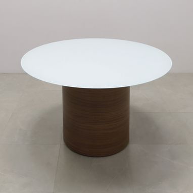 Custom Made Modern Round Shape Custom Conference Table, Tempered Glass Top - Omaha Meeting Table