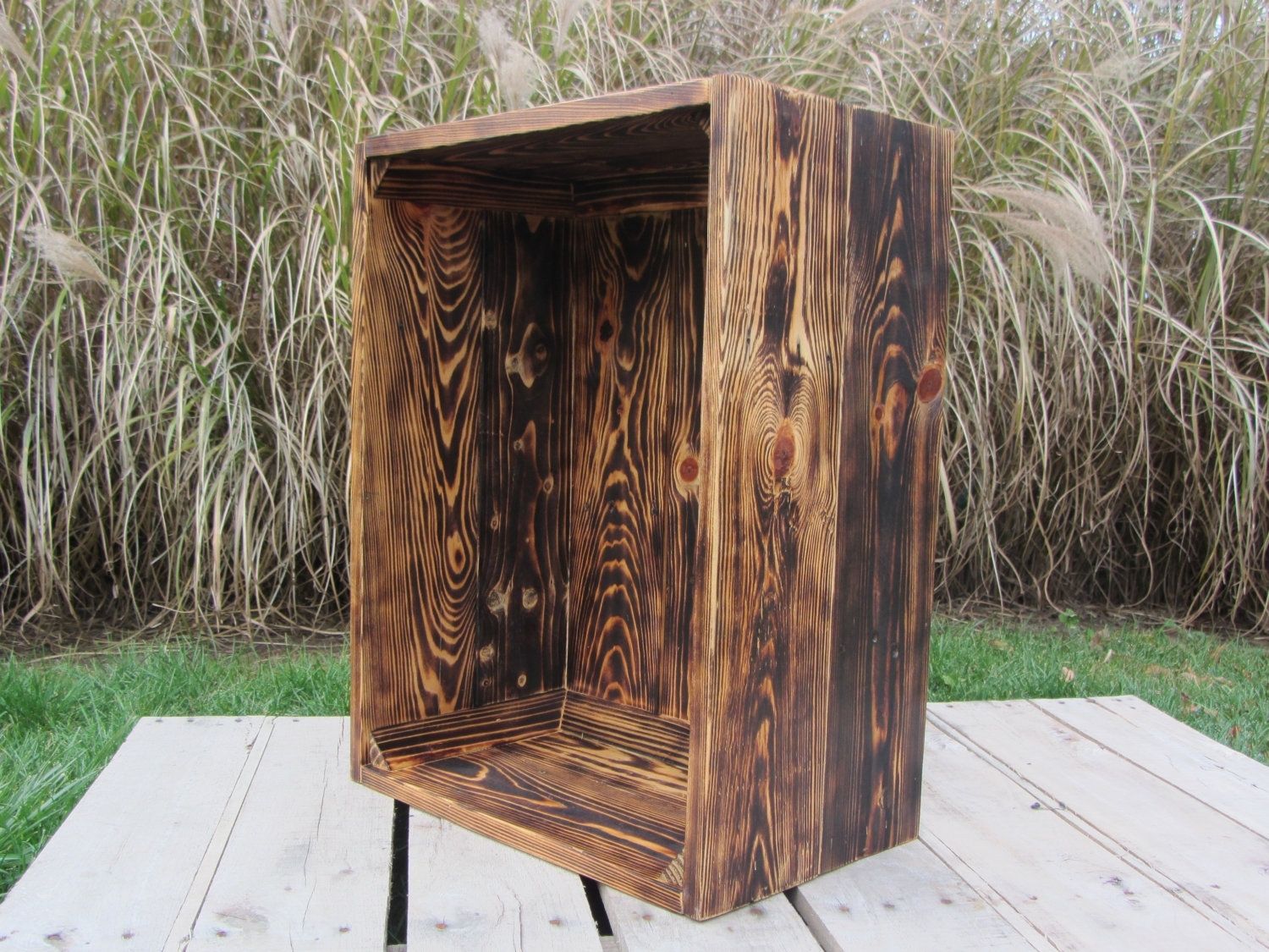Hand Crafted Large Wood Crate Stackable Made From Reclaimed Wood