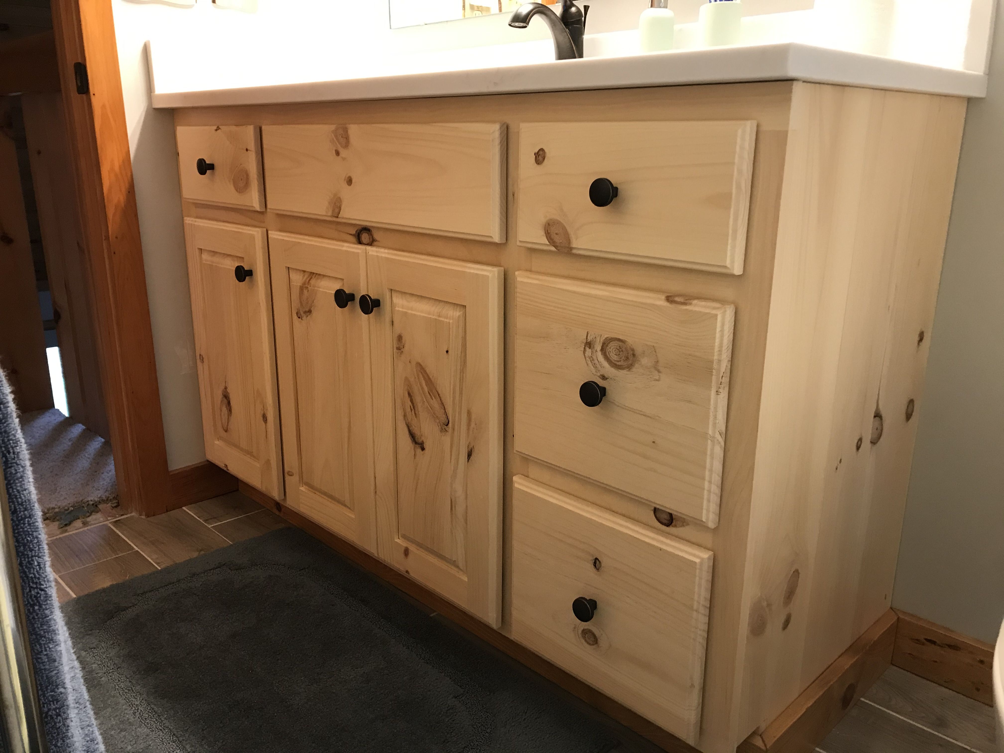 Custom Made Knotty Pine Bathroom Vanity by Harry's Cabin Furniture