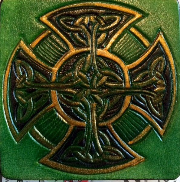 Buy Hand Crafted Celtic Knot Leather Coasters, made to order from Saxon ...