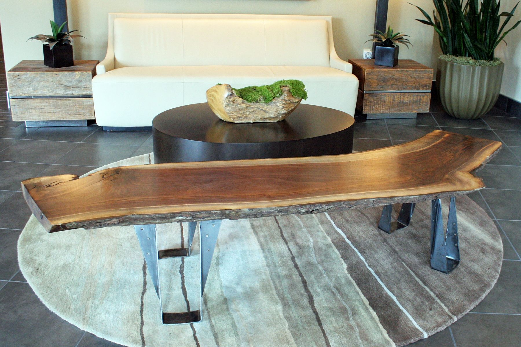 Hand Crafted Custom Black Walnut Slab Bench Or Coffee Table With Live Edge By Customarx Custommade Com