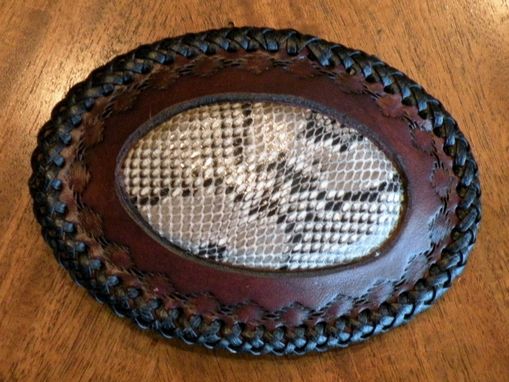 Custom Made Python Skin Inlay Belt Buckle