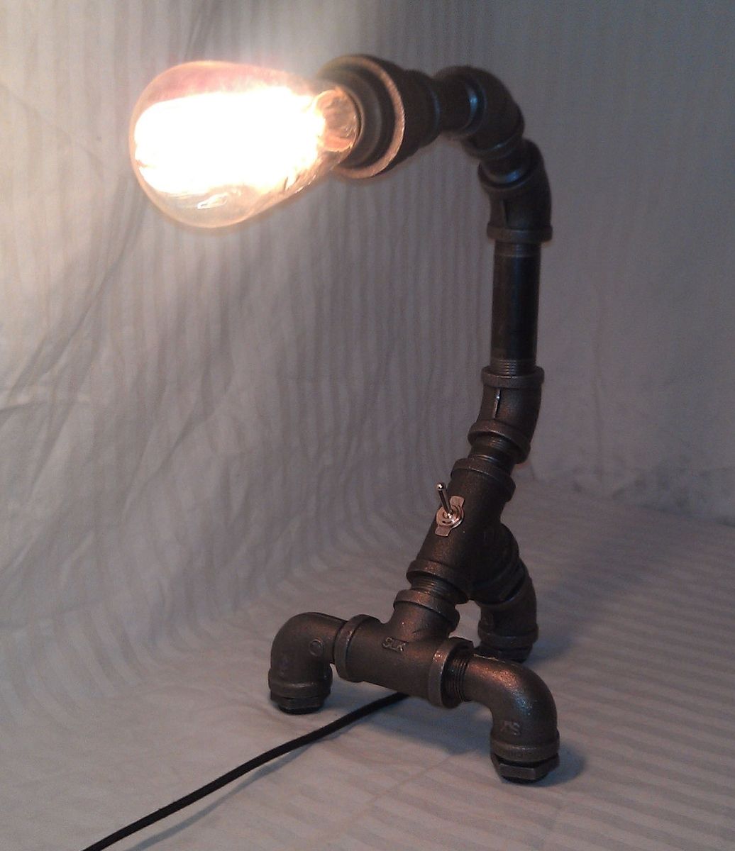 Handmade Industrial Black Metal Pipe Desk Lamp Pdl03 by Milton