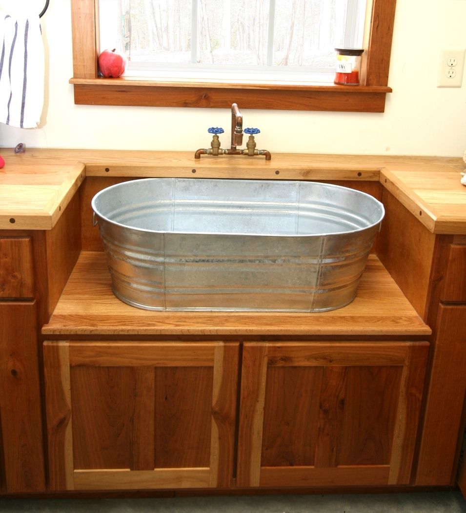 Custom Rustic Laundry Sink And Cabinet by MOSS Farm Designs