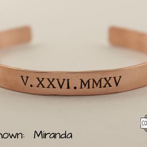 Custom Personalized Bracelets Silver Gold Charm Custommade Custom Stamped Roman Numeral Cuff Bracelet