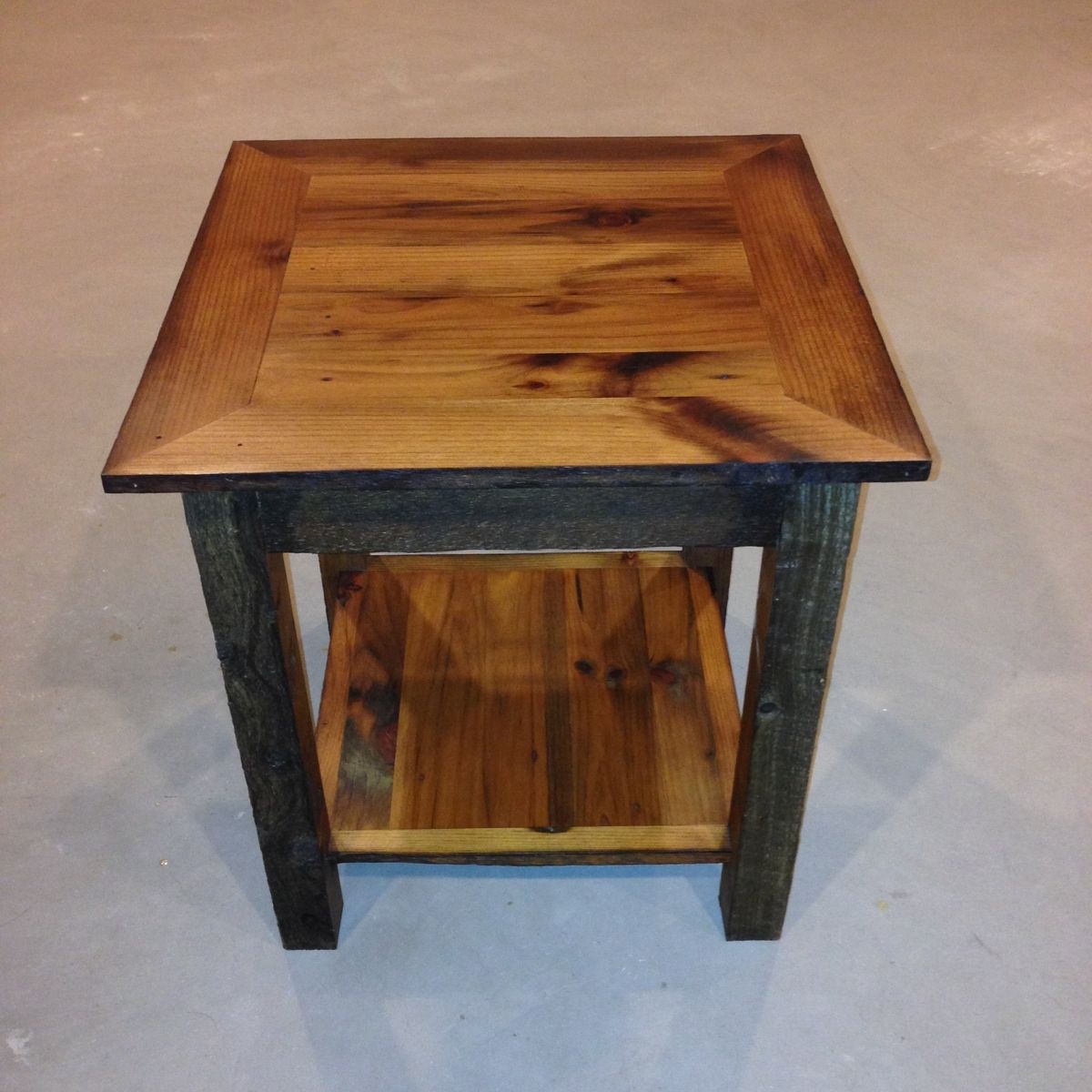 Hand Crafted Reclaimed Barnwood End Table by Ore Dock Design