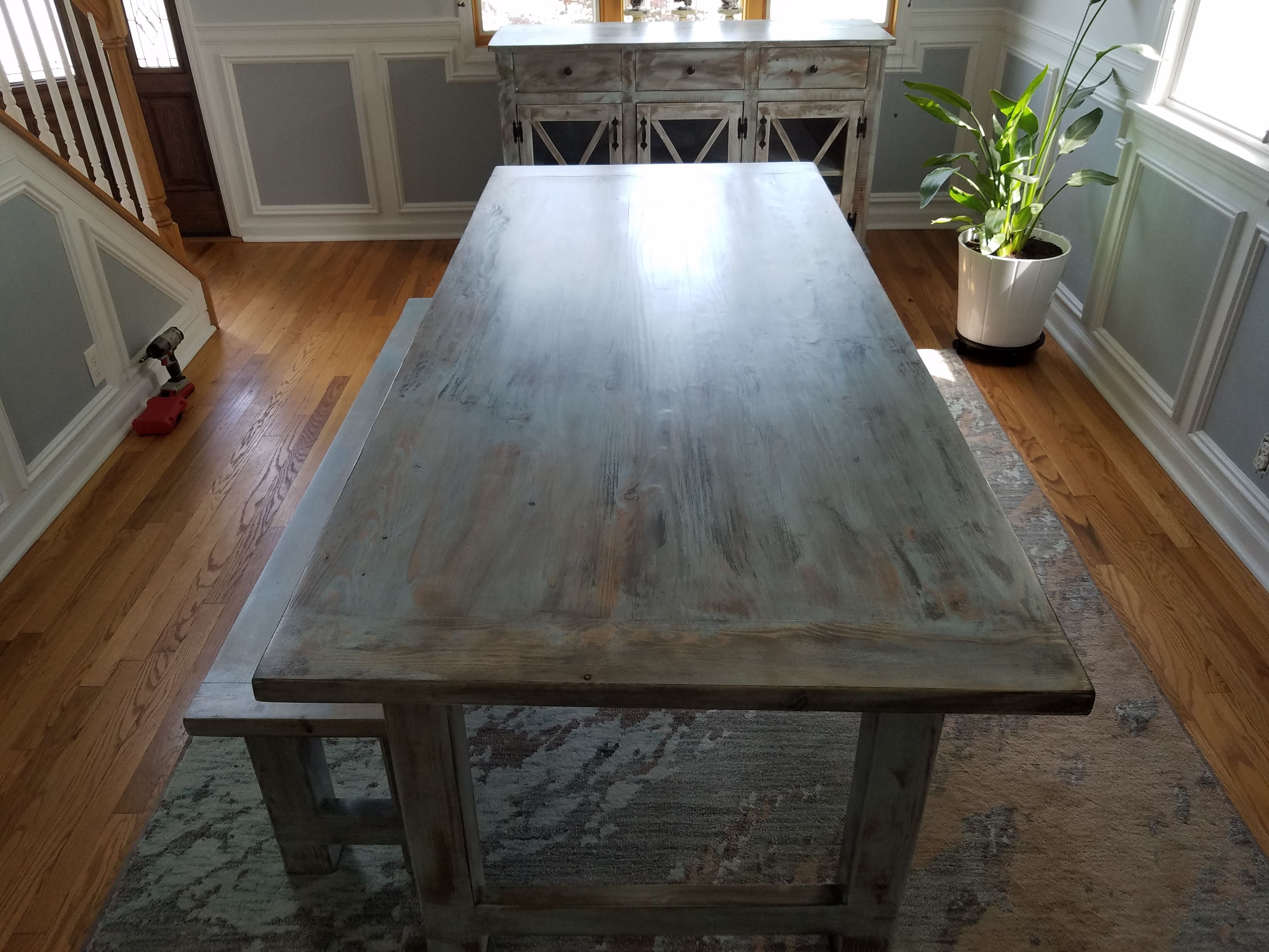 Hand Made Farmhouse Table, Distressed Finish by Family Sawmill
