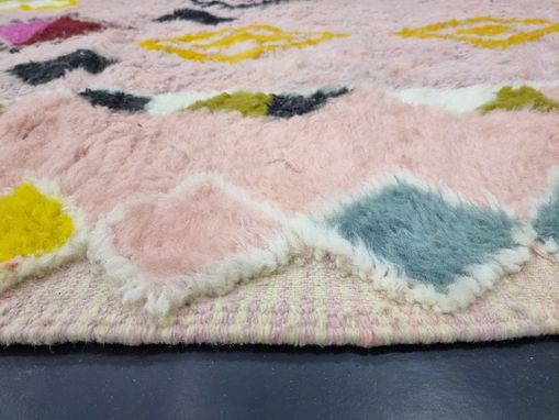 Custom Made Moroccan Rug, Sheep Wool Rug, Rug, Authentic Carpet, Geometric Pink Rug