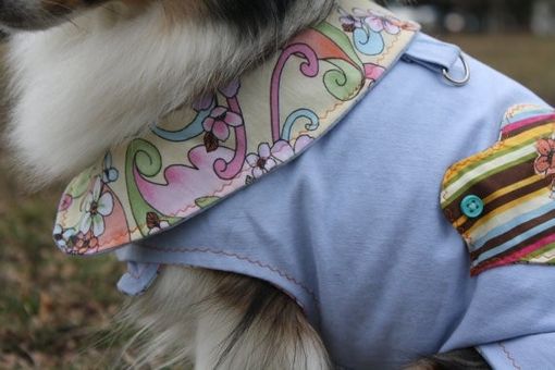 Custom Made Adorable Upcycled Bird And Buttons Dog Jean Jacket - Made To Order