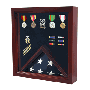 Custom Made Flag Medal Display Case, Wood Military Flag Medal Shadow Boxes