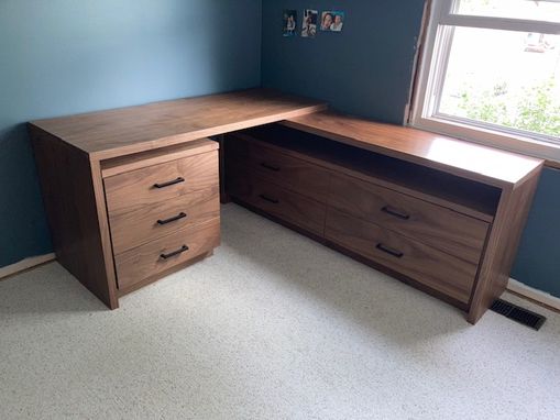 Custom Made Office Desk, Credenza, And Drawers