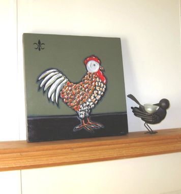 Custom Made Acrylic Rooster Original Painting On Canvas, Animal Painting
