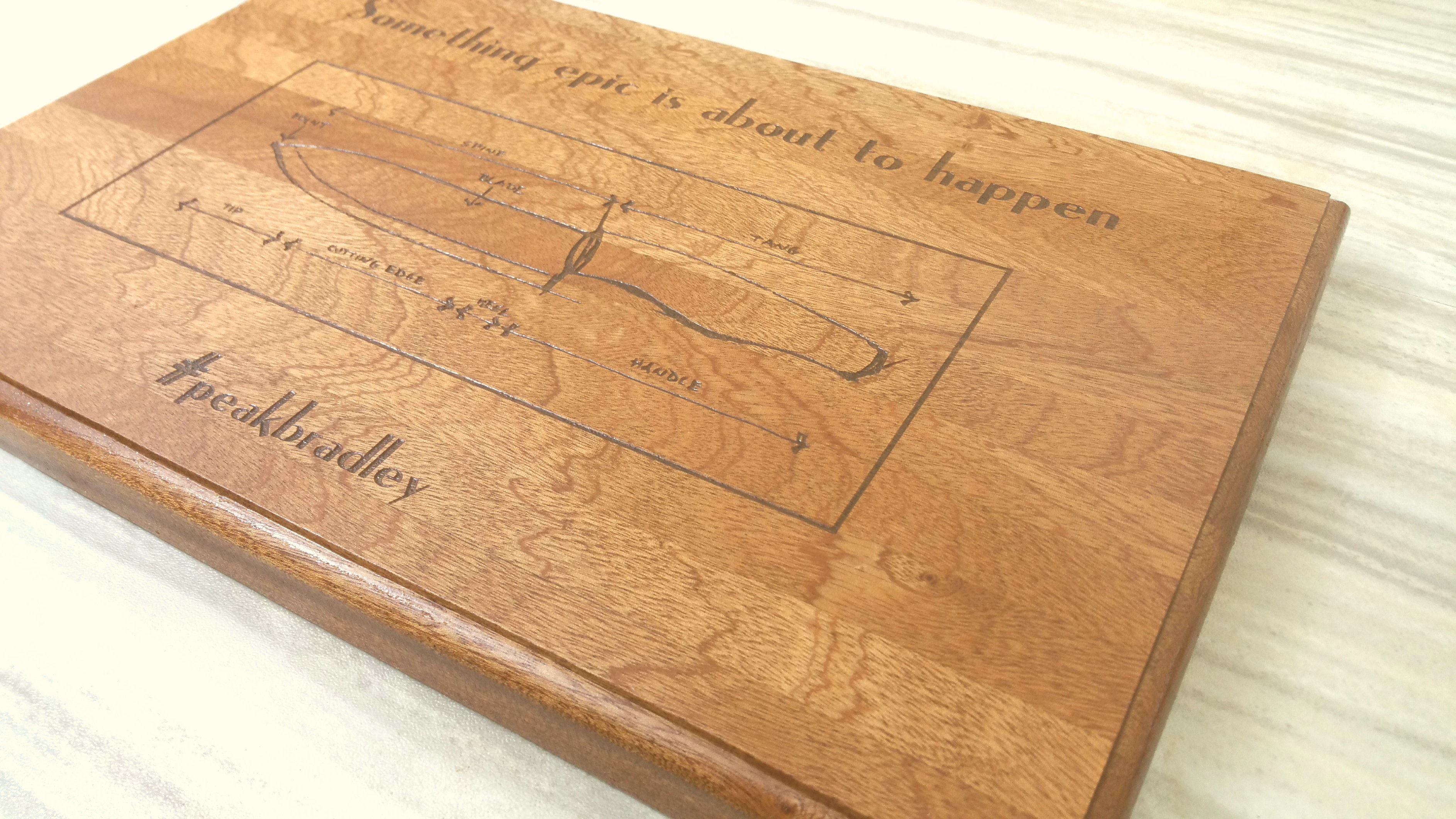Custom Laser Engraved Sapele Mahogany Cutting Board by Ehandcarved