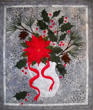 Custom Made The Poinsettia Quilted Wall Hanging