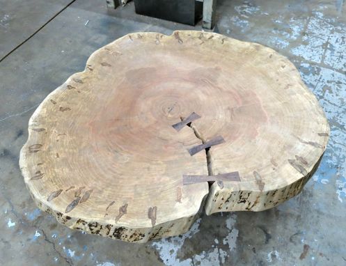 Custom Made Round Maple And Steel Coffee Table
