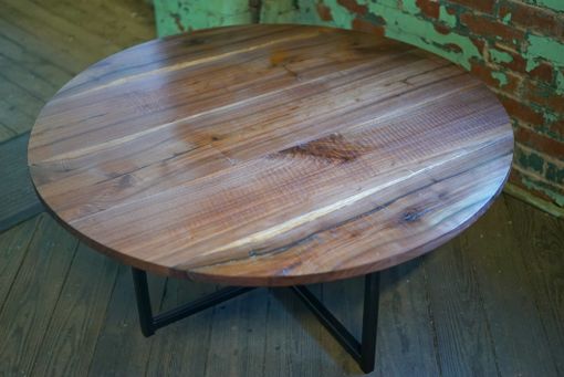Custom Made Southern Industrial Design Reclaimed Walnut Wood Round Table With Industrial Steel Legs
