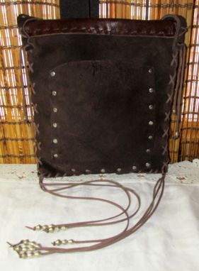 Custom Made Dark Brown Nubuck Leather Bohemian Country Messenger Bag