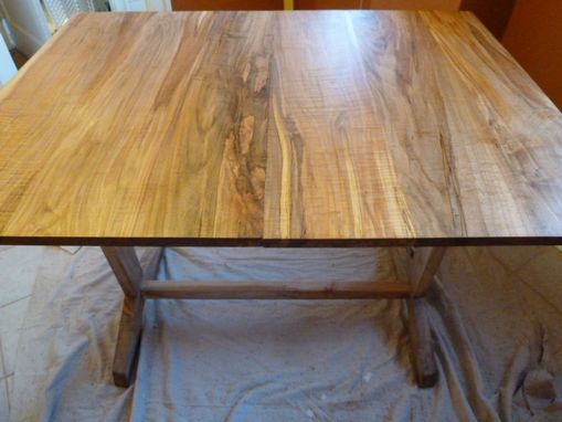 Custom Made Extendable Trestle Table With Modern Flare