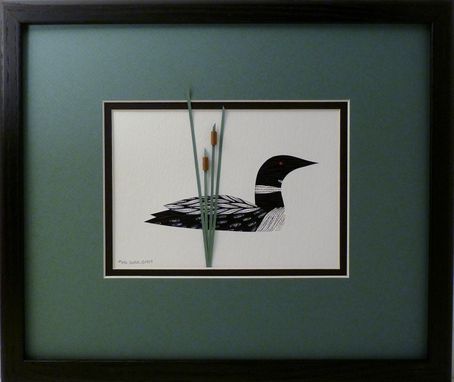 Custom Made Loons - Quilled Framed Wall Art New Hampshire Loons