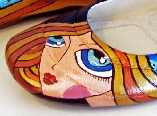 Custom Made Blond Girl Flats - Hand Painted Shoes- Hand Painted Flats