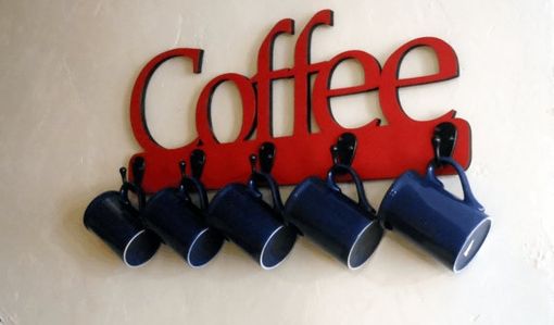 Custom Made Wooden Coffee Sign For Kitchen Or Store With Hooks