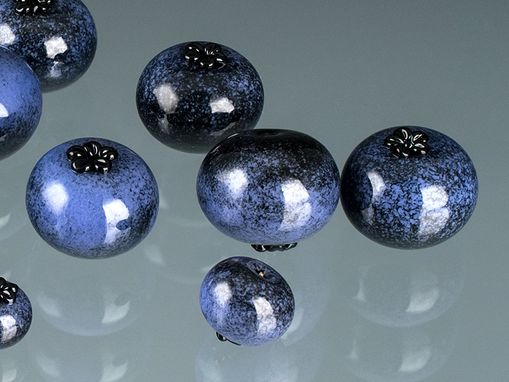 Custom Made Realistic Glass Ripe Blueberry Sculpture, Life-Sized