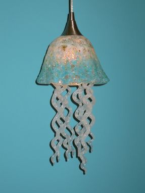 Custom Made Jellyfish Pendant Light - Turquoise White Jellyfish - Blown Glass Lighting - Art Glass Chandelier