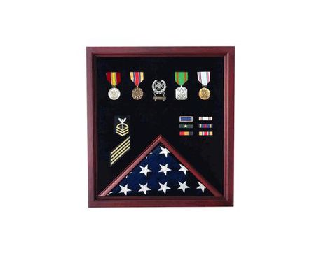 Custom Made Retirement Cherry Medal And Flag Display