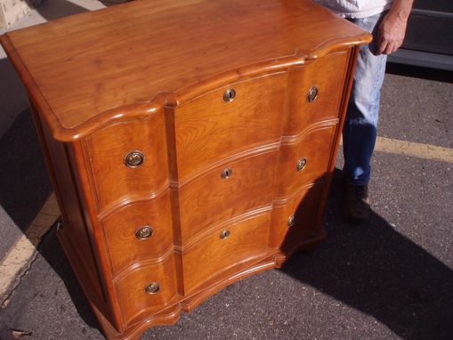Custom Made Solid Cherry Serpentine Chest Of Drawers