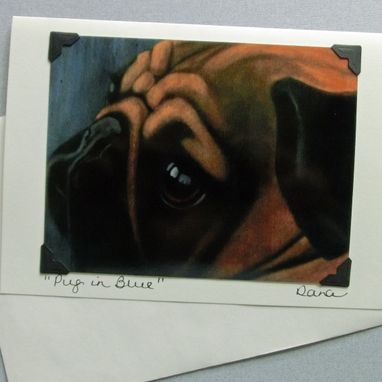 Custom Made Pug Art Card - Dog Art Postcard Greeting Card Combination - Fawn Pug - Dog Art Card