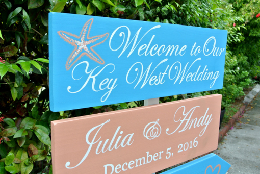 Custom Made Welcome Wedding Directional Sign. Nautical Beach Wedding Decor.