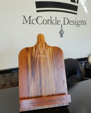 Custom Made 2 In 1 Acacia Wood Cutting Board & Cookbook Stand Perfect For Cooks, And Chefs !