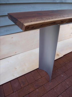 Custom Made Live Edge Walnut Console Table With Curved Steel Base
