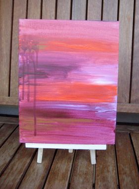 Custom Made Landscape Painting Abstract 8"X10 Magenta Orange Sunset