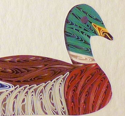 Custom Made Ducks - Quilled Hooded Merganser Miniature Wall Art Framed