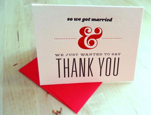 Custom Made Letterpress Printed Wedding Thank-You Cards