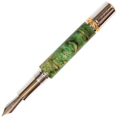 Custom Made Lanier Majestic Fountain Pen - Green Maple Burl - Mf1w45