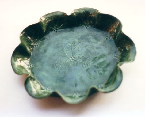 Custom Made Christmas Holly Leaf Serving Bowl - Christmas Green