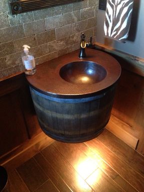 Custom Made Wine Barrel Vanity With Light