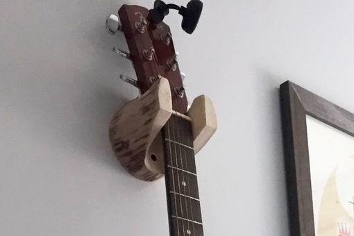 Custom Made Guitar Wall Hanger, Unique Wood Log Instrument Stand Display